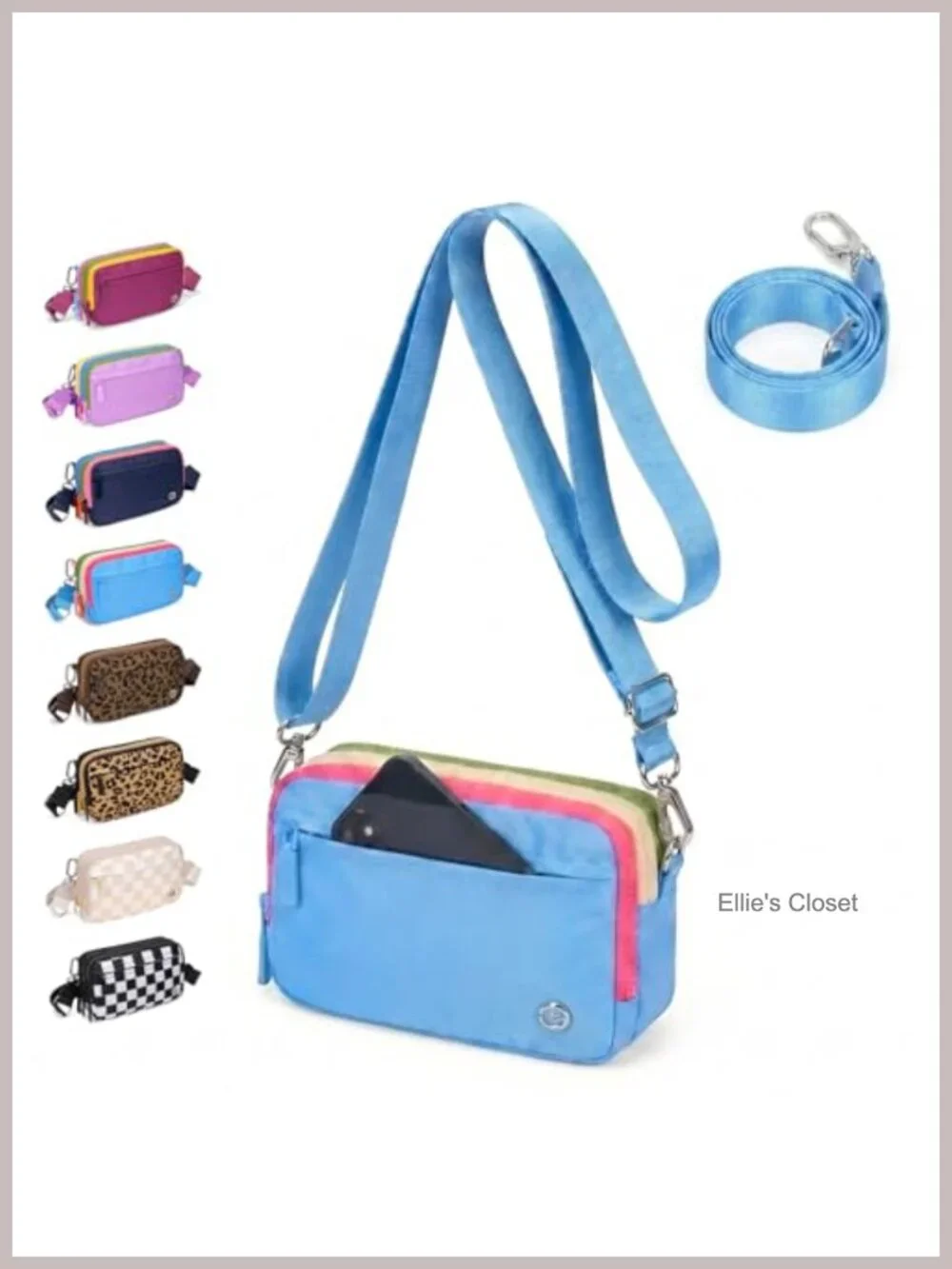 Women's Nylon Triple Zipper Crossbody Bag Wristlet Wallet Clutch Travel